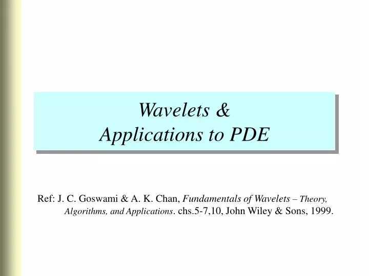 wavelets applications to pde