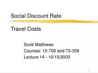 Social Discount Rate Travel Costs
