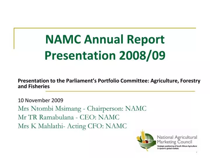 namc annual report presentation 2008 09