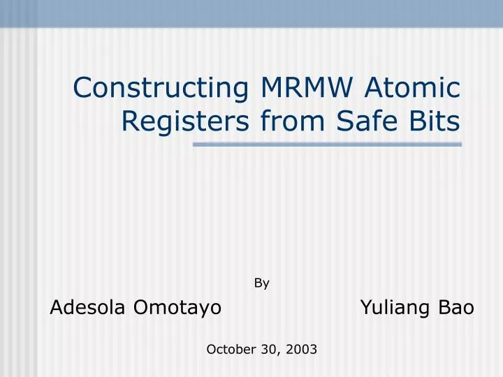 constructing mrmw atomic registers from safe bits