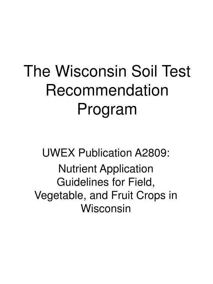 the wisconsin soil test recommendation program