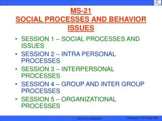 MS-21 SOCIAL PROCESSES AND BEHAVIOR ISSUES