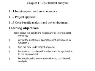 Chapter 11 Cost benefit analysis