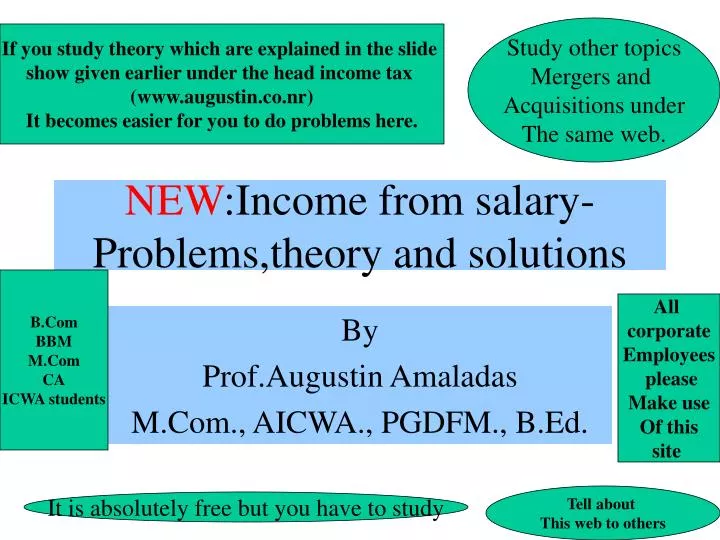 new income from salary problems theory and solutions