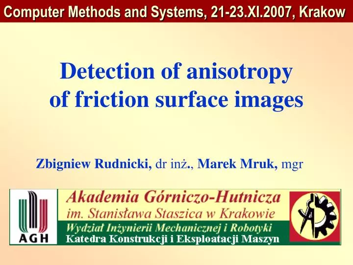 detection of anisotropy of friction surface images