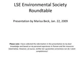 LSE Environmental Society Roundtable
