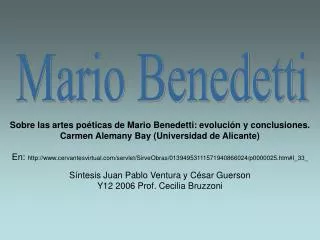 Sobre las artes poéticas de Mario Benedetti: evolución y conclusiones.