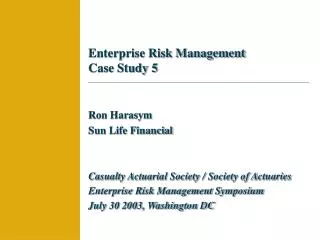 Enterprise Risk Management Case Study 5