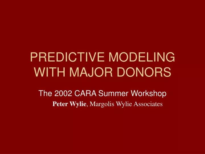 predictive modeling with major donors