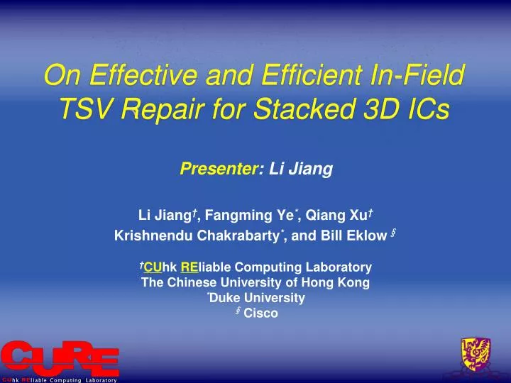 on effective and efficient in field tsv repair for stacked 3d ics