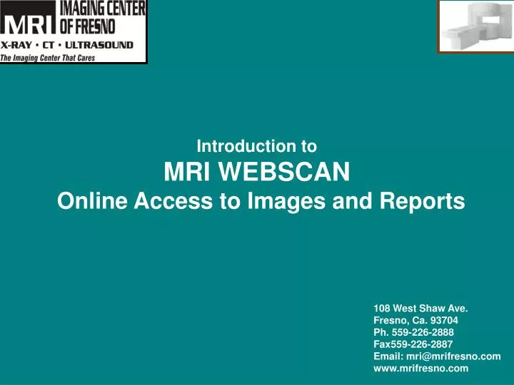 introduction to mri webscan