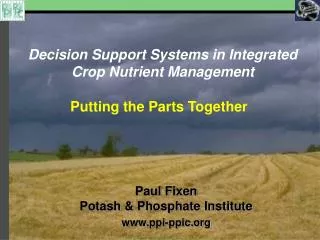 Decision Support Systems in Integrated Crop Nutrient Management