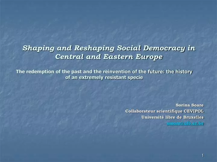 shaping and reshaping social democracy in central and eastern europe
