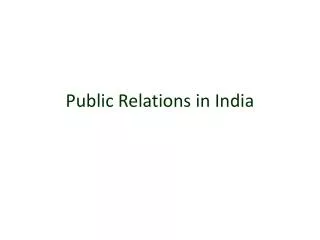 Public Relations in India