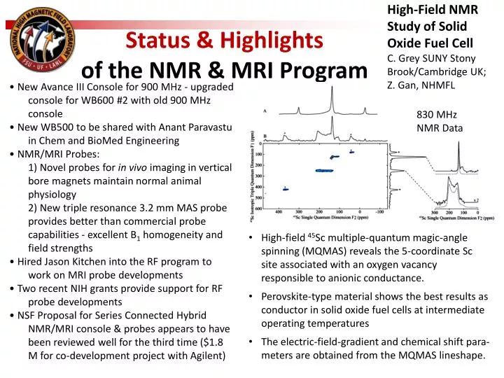 status highlights of the nmr mri program