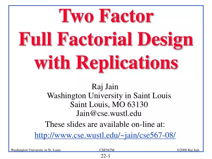 two factor full factorial design with replications
