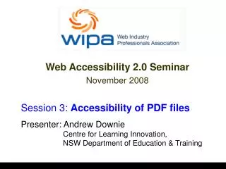 Web Accessibility 2.0 Seminar November 2008