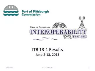 ITB 13-1 Results June 2-13, 2013