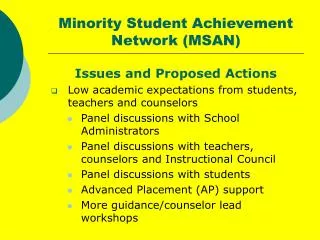 Minority Student Achievement Network (MSAN)