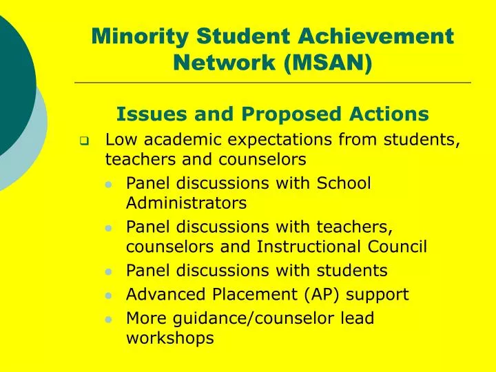 minority student achievement network msan