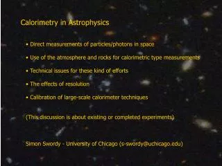 Calorimetry in Astrophysics