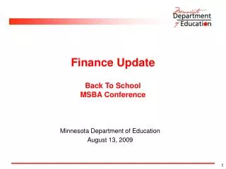 Finance Update Back To School MSBA Conference