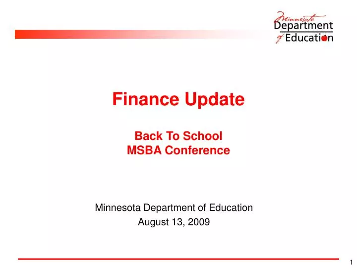 finance update back to school msba conference