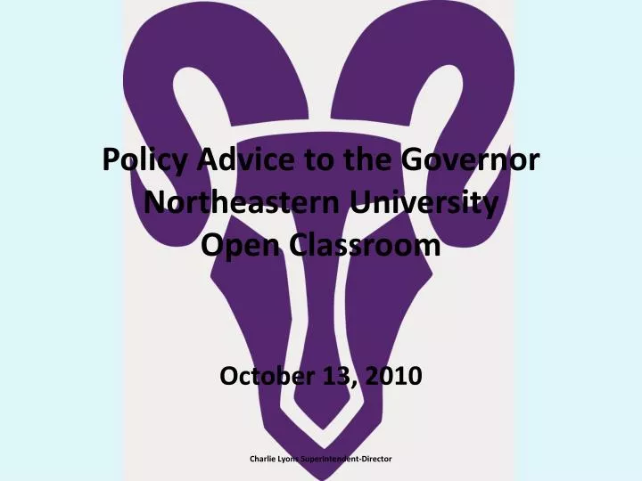 policy advice to the governor northeastern university open classroom