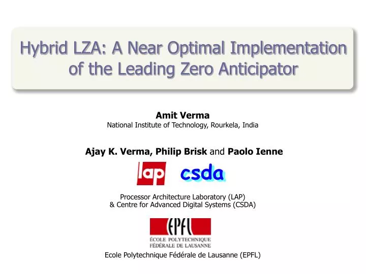 hybrid lza a near optimal implementation of the leading zero anticipator