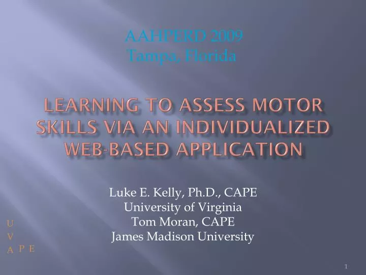 learning to assess motor skills via an individualized web based application