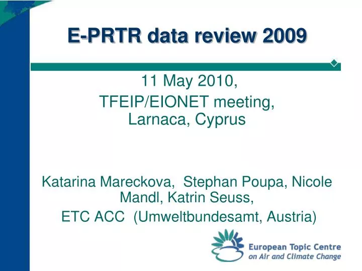 e prtr data review 2009