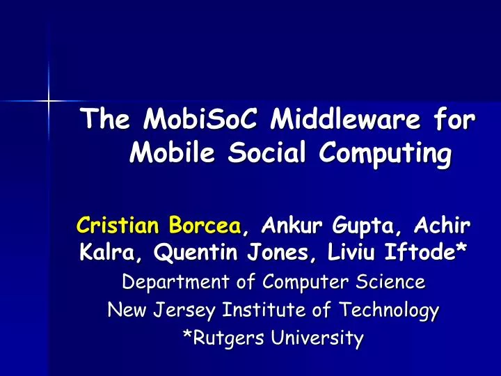 the mobisoc middleware for mobile social computing