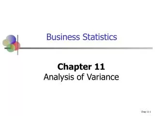 Chapter 11 Analysis of Variance