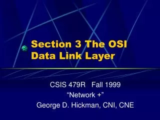 Section 3 The OSI Data Link Layer