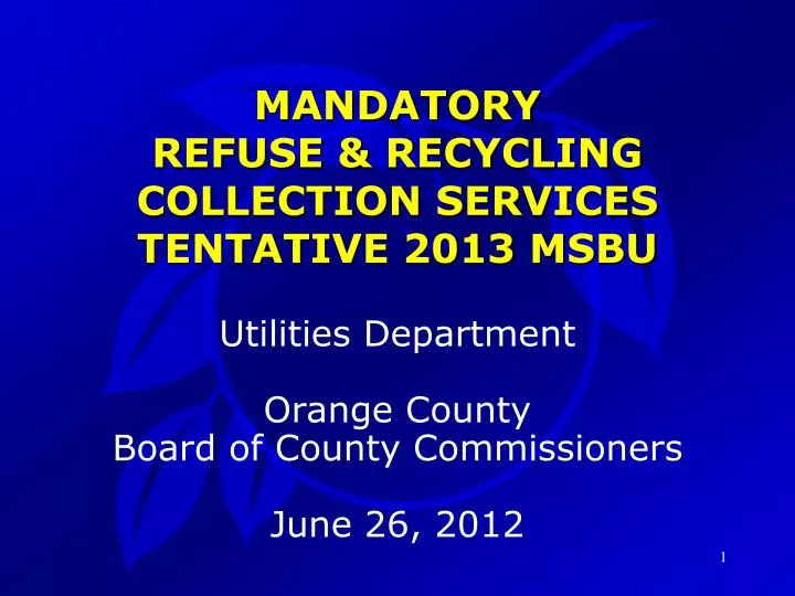 mandatory refuse recycling collection services tentative 2013 msbu