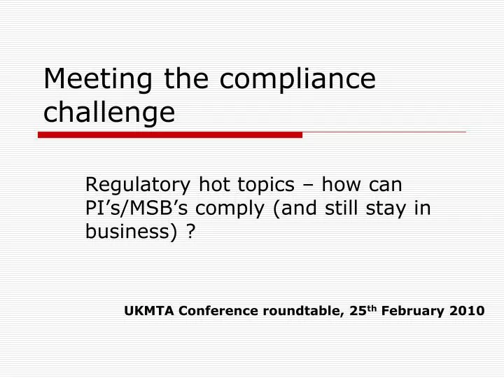 meeting the compliance challenge