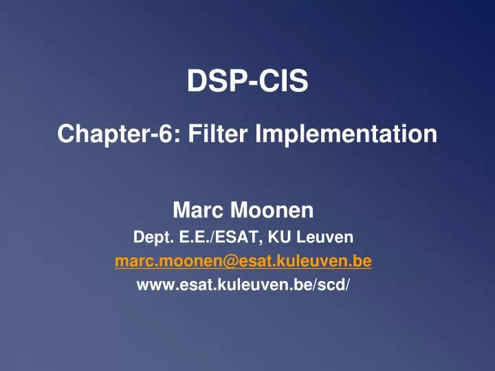 dsp cis chapter 6 filter implementation