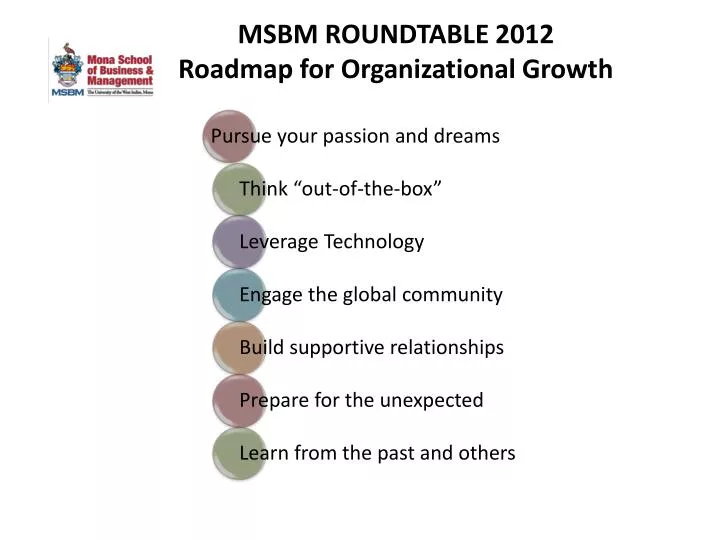 msbm roundtable 2012 roadmap for organizational growth