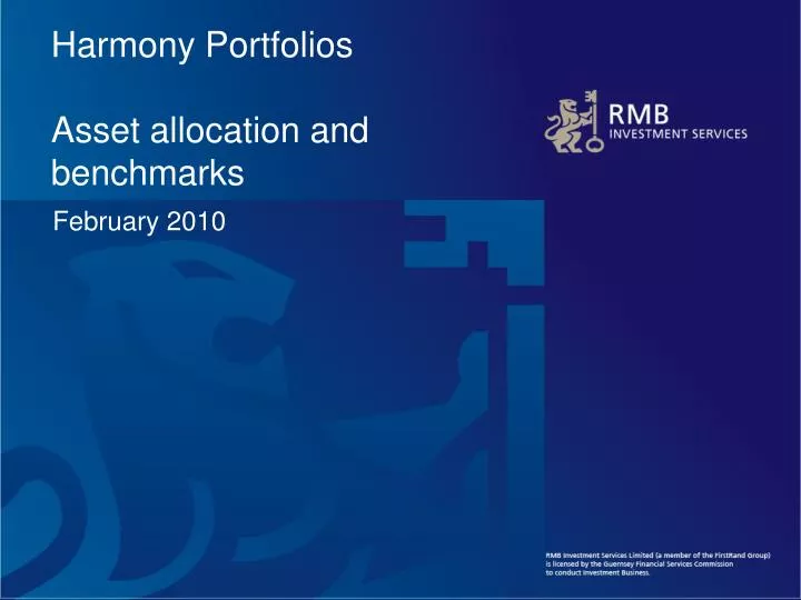 harmony portfolios asset allocation and benchmarks