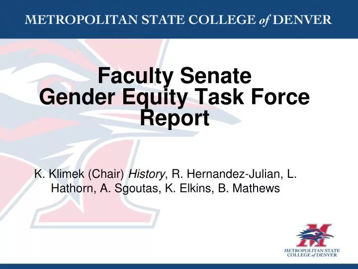 faculty senate gender equity task force report