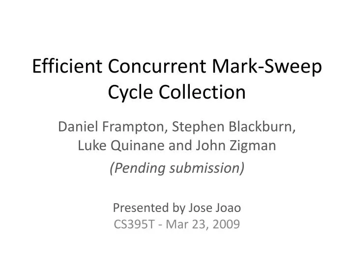 efficient concurrent mark sweep cycle collection