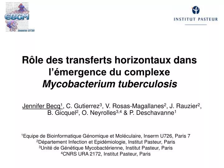 r le des transferts horizontaux dans l mergence du complexe mycobacterium tuberculosis