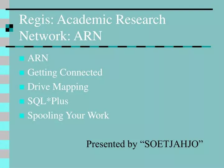 regis academic research network arn