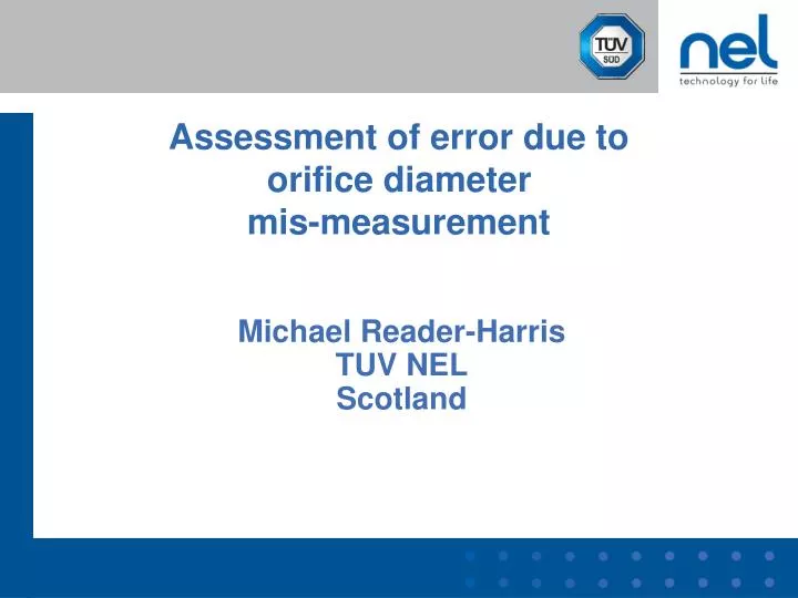 assessment of error due to orifice diameter mis measurement