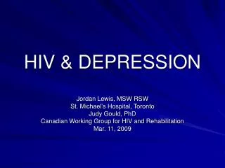 HIV &amp; DEPRESSION