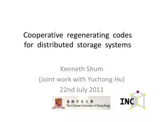 Cooperative regenerating codes for distributed storage systems