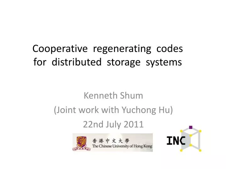 cooperative regenerating codes for distributed storage systems