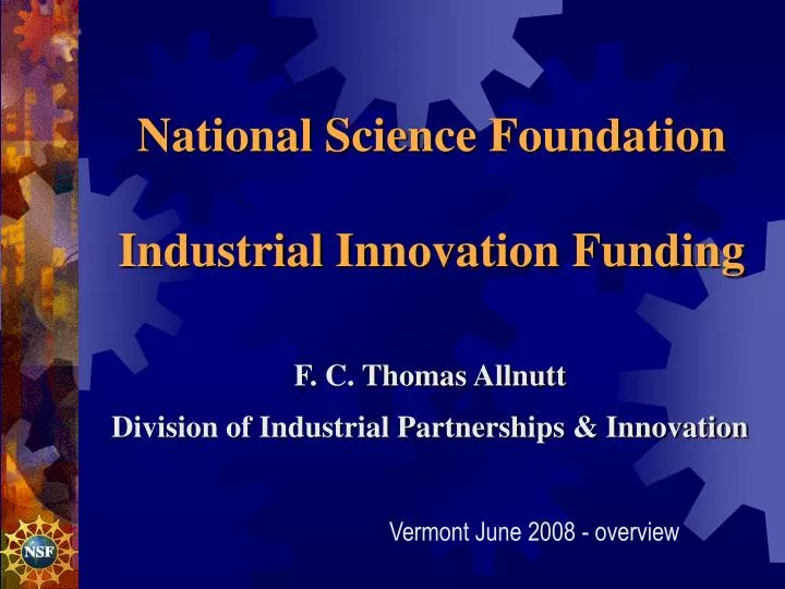 national science foundation industrial innovation funding