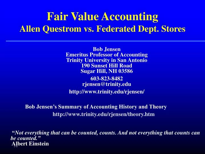 fair value accounting allen questrom vs federated dept stores