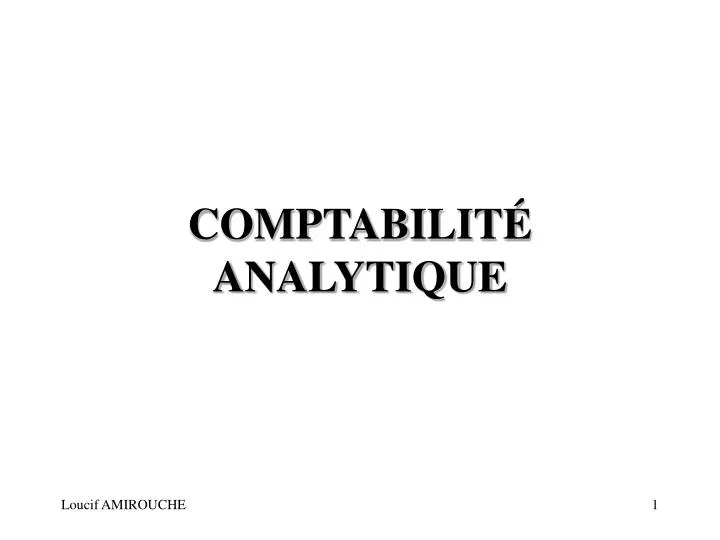 comptabilit analytique